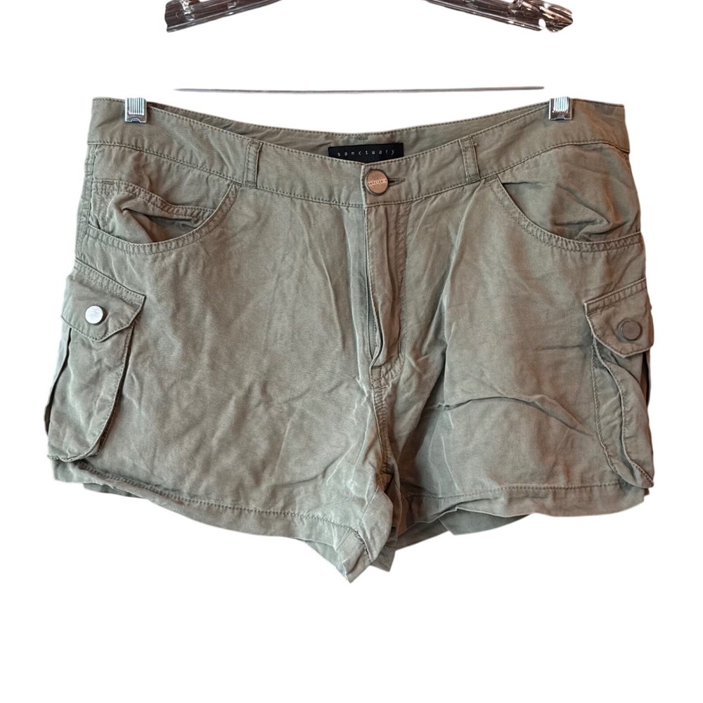 Sanctuary‎ Olive Green Tencel Cargo Shorts Women's Size 30